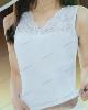 Camiseta algodón cuello v y encaje